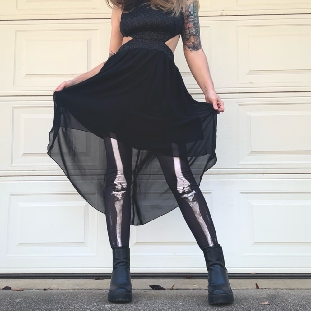 Black Sequin cut out High Low Sheer Unique Dress Size Med